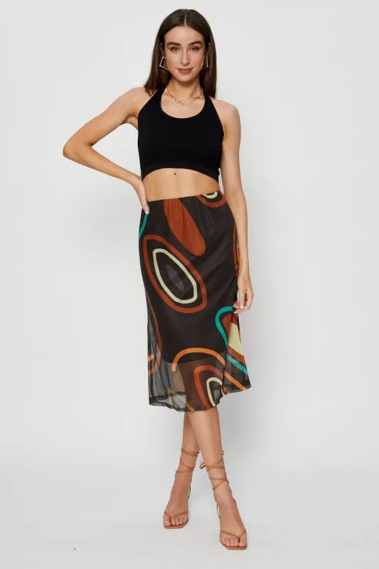 Marble Print Mesh Fabric Slip Skirt sold by Ally Fashion