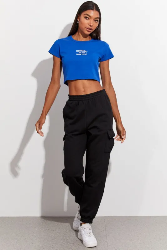 Blue Graphic Top Short Sleeve sold by Ally Fashion