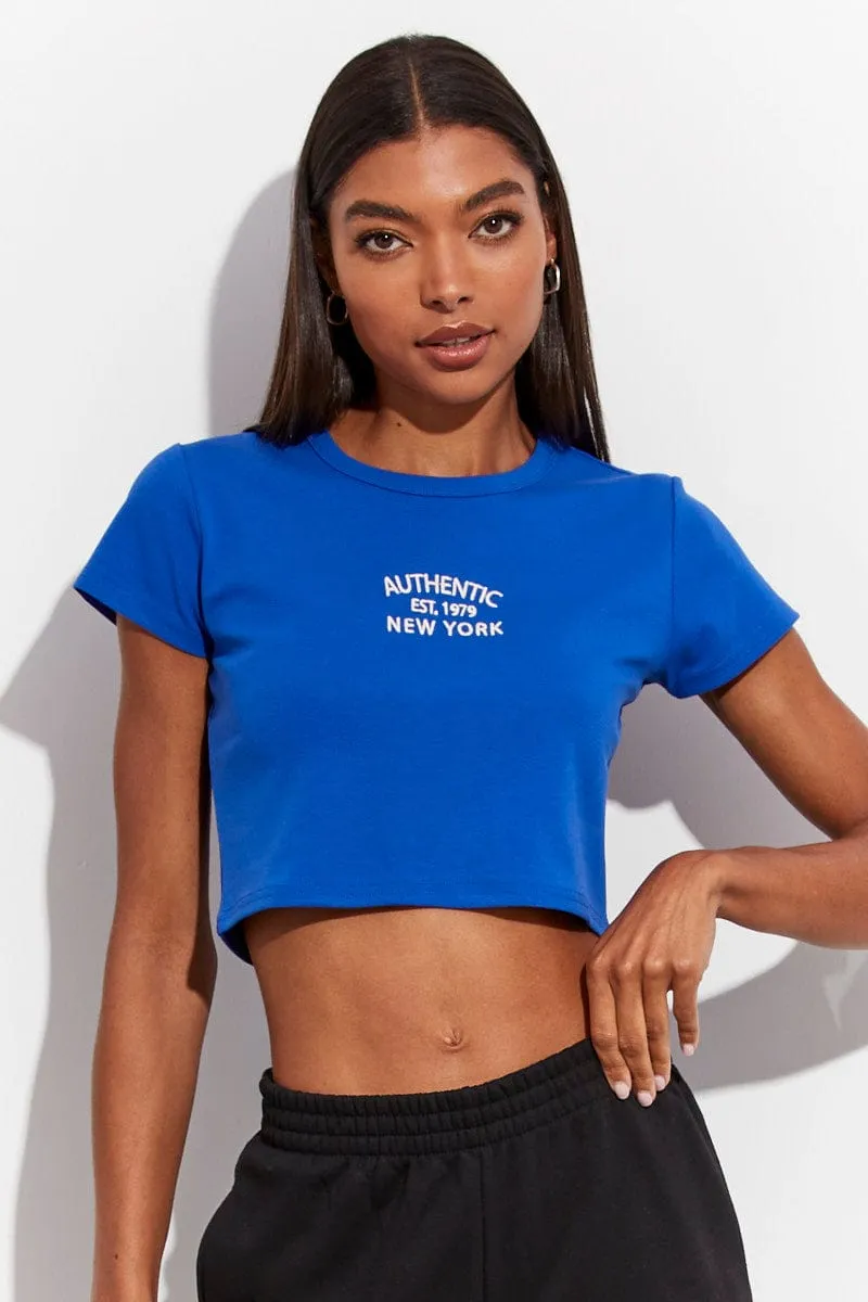 Blue Graphic Top Short Sleeve sold by Ally Fashion product image thumbnail 2
