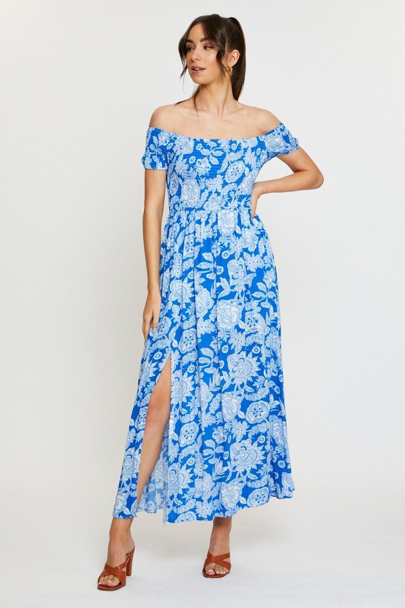 Print Maxi Dress Off Shoulder Evening sold by Ally Fashion
