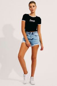 Blue Distressed High Rise Denim Shorts sold by Ally Fashion