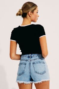 Blue Distressed High Rise Denim Shorts sold by Ally Fashion