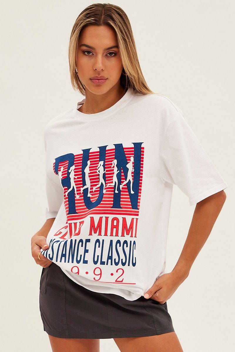 White Graphic T Shirt Oversized Short Sleeve sold by Ally Fashion product image thumbnail 3