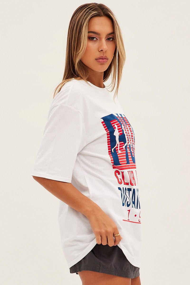 White Graphic T Shirt Oversized Short Sleeve sold by Ally Fashion product image thumbnail 4