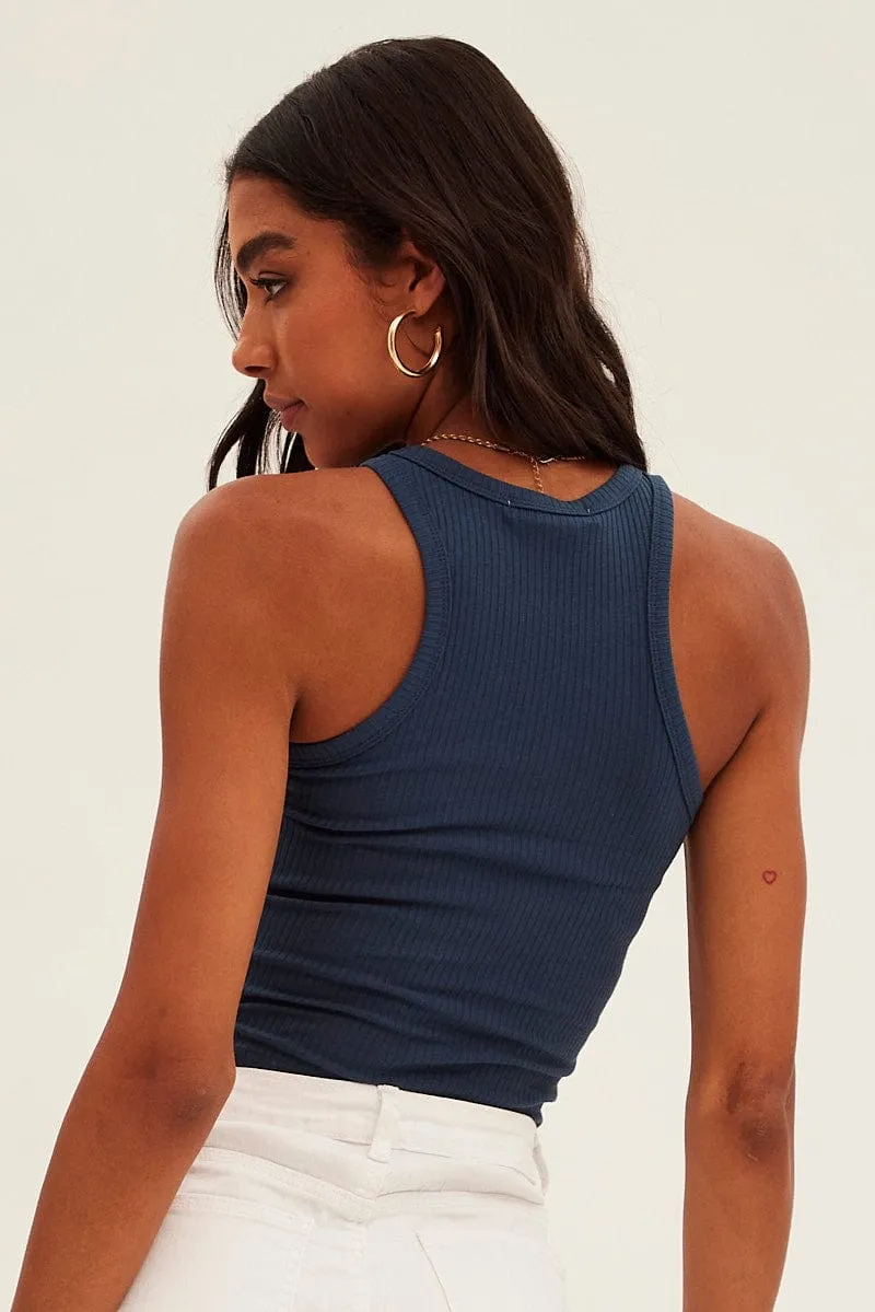 Blue Crop Tank California Embroidered sold by Ally Fashion product image thumbnail 5