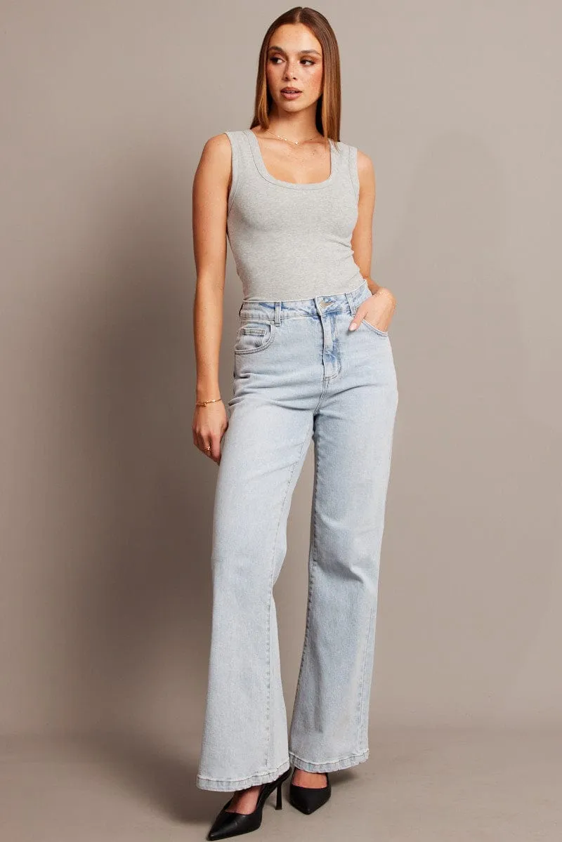 Grey Tank Top Scoop Neck Sleeveless sold by Ally Fashion product image thumbnail 2