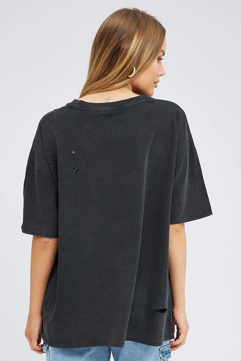 Black Graphic Tee Short Sleeve Round Neck sold by Ally Fashion product image thumbnail 5