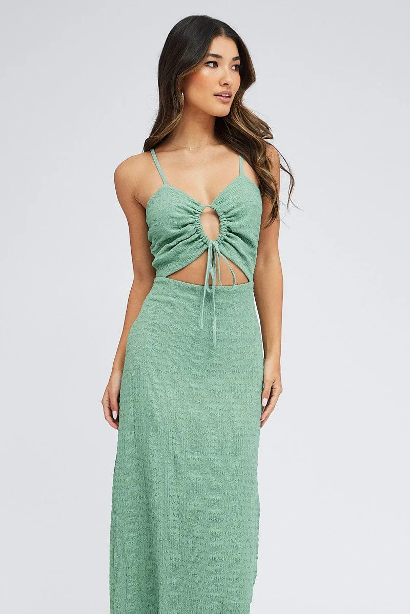 Green Midi Dress Cut Out Textured Fabric sold by Ally Fashion product image thumbnail 2