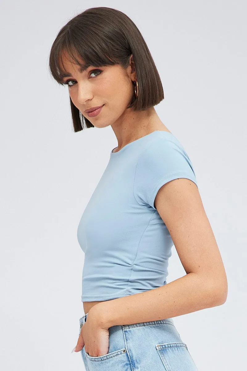 Blue Supersoft Top Short Sleeve Backless sold by Ally Fashion product image thumbnail 4