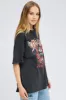 Black Graphic Tee Short Sleeve Round Neck sold by Ally Fashion