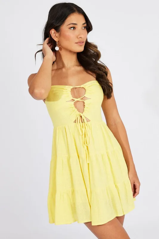 Yellow Fit And Flare Dress Strappy Mini sold by Ally Fashion