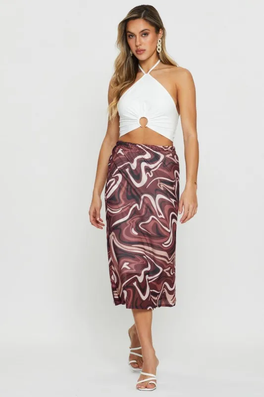 Marble Print Mesh Fabric Slip Skirt sold by Ally Fashion