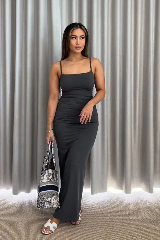 Grey Supersoft Slim Fit Maxi Dress sold by Ally Fashion