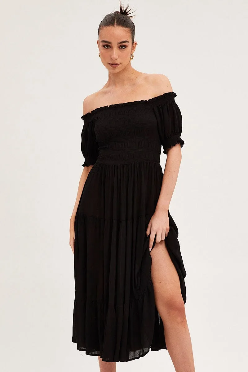 Black Maxi Dress Puff Sleeve Square Neck sold by Ally Fashion product image thumbnail 2