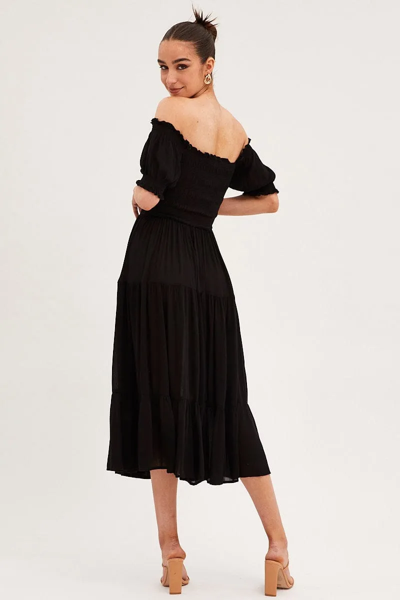 Black Maxi Dress Puff Sleeve Square Neck sold by Ally Fashion product image thumbnail 5