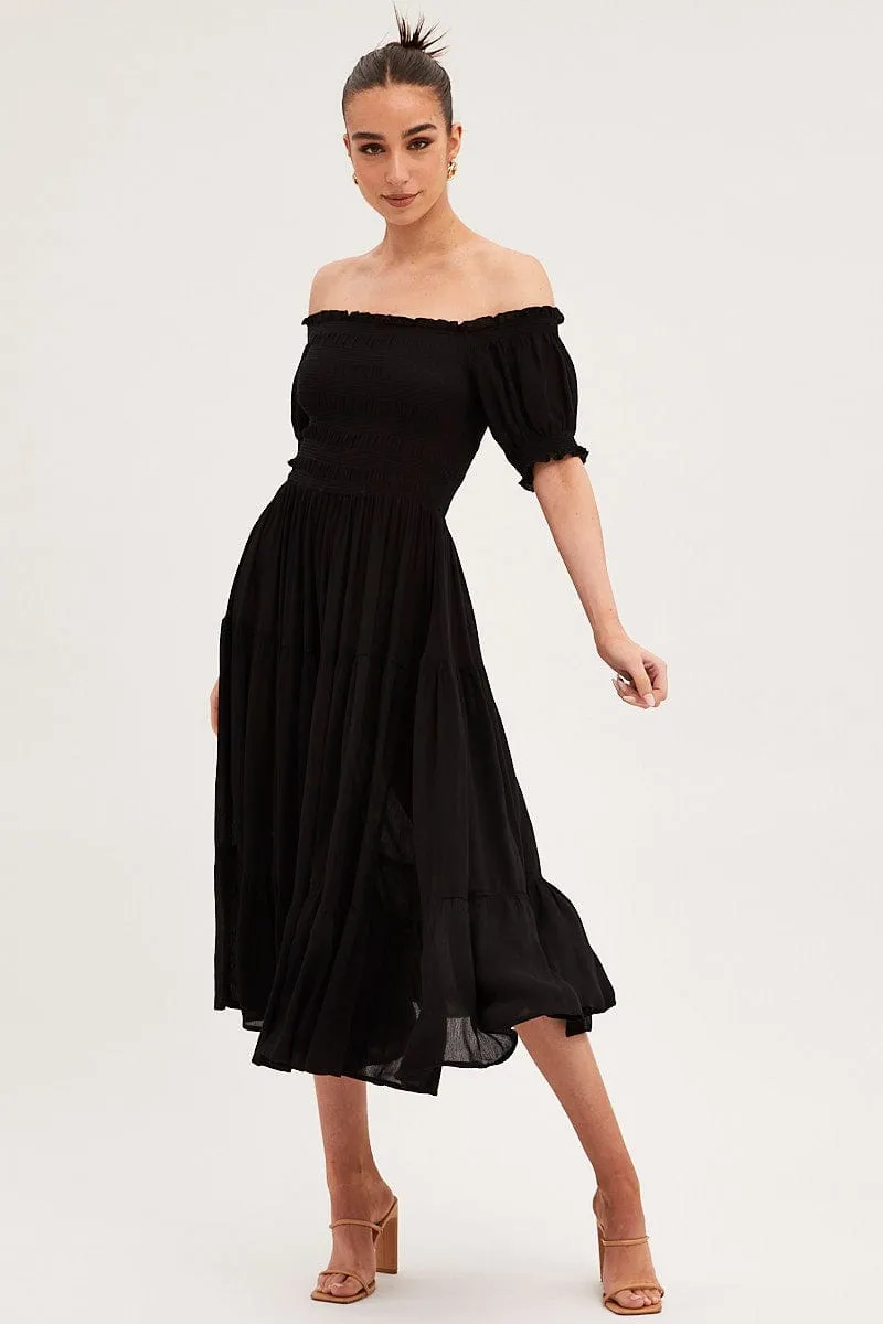 Black Maxi Dress Puff Sleeve Square Neck sold by Ally Fashion product image thumbnail 3