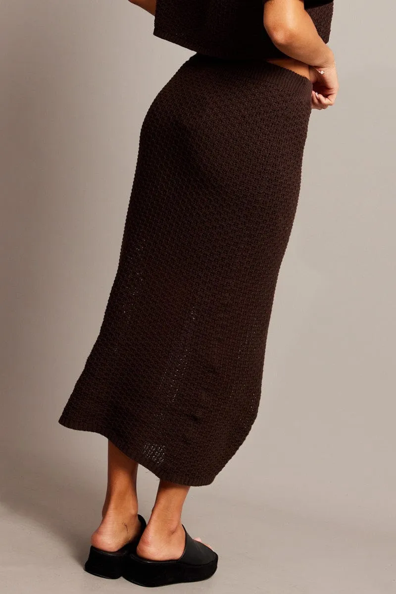Brown Knit Skirt Midi Crochet sold by Ally Fashion product image thumbnail 5