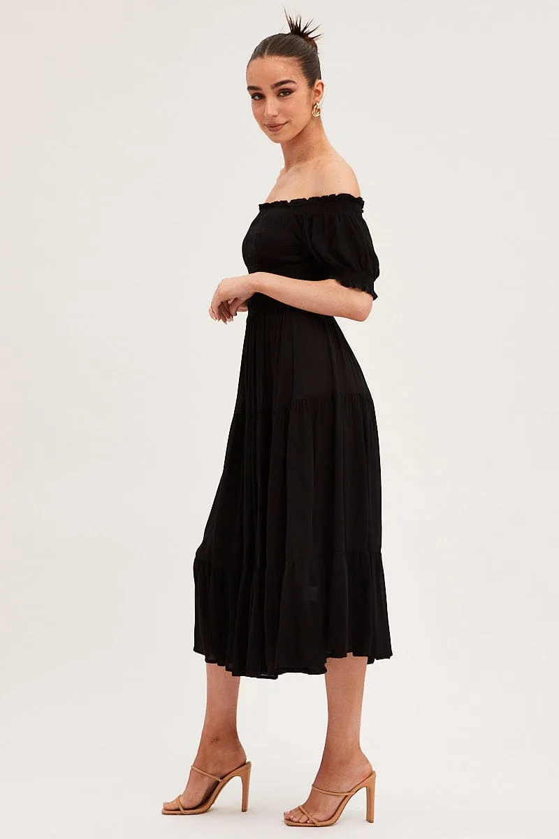 Black Maxi Dress Puff Sleeve Square Neck sold by Ally Fashion product image thumbnail 4