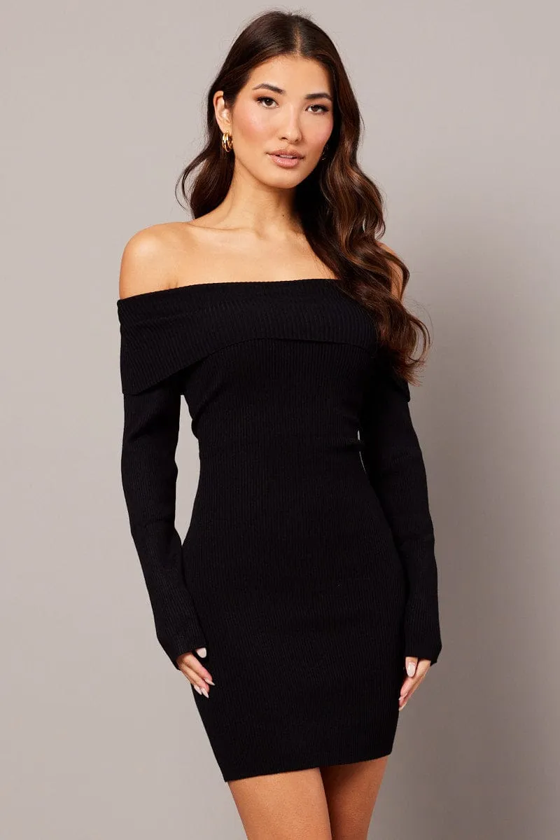 Black Knit Dress Long Sleeve Mini sold by Ally Fashion product image thumbnail 3