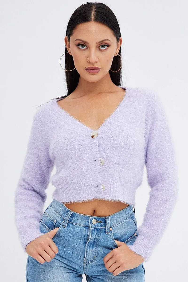 Purple Fluffy Cardigan sold by Ally Fashion