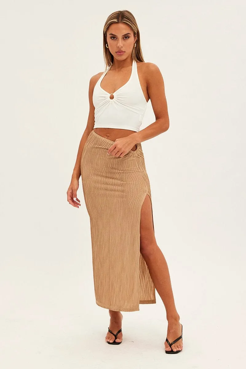 Beige Keyhole Midi Skirt sold by Ally Fashion product image thumbnail 3