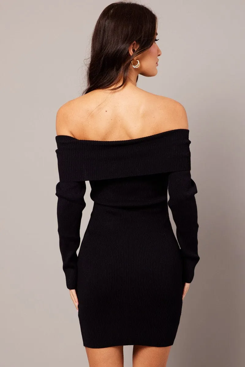 Black Knit Dress Long Sleeve Mini sold by Ally Fashion product image thumbnail 5