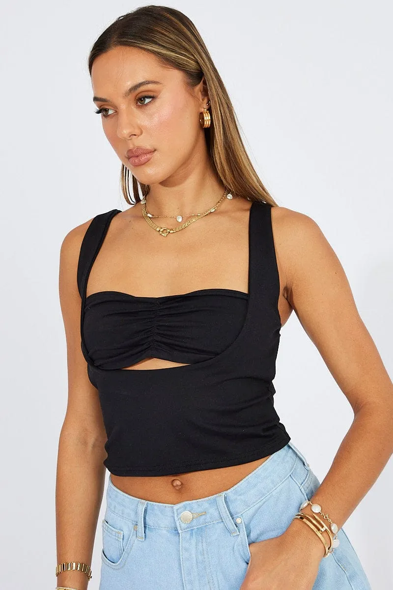 Black Crop Top Short Sleeveless sold by Ally Fashion product image thumbnail 3