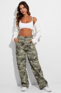Green Print Cargo Pants High Rise Camouflage sold by Ally Fashion