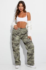 Green Print Cargo Pants High Rise Camouflage sold by Ally Fashion