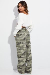 Green Print Cargo Pants High Rise Camouflage sold by Ally Fashion