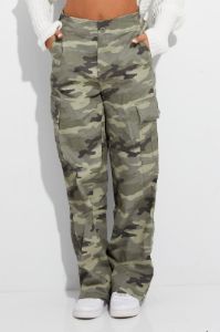 Green Print Cargo Pants High Rise Camouflage sold by Ally Fashion