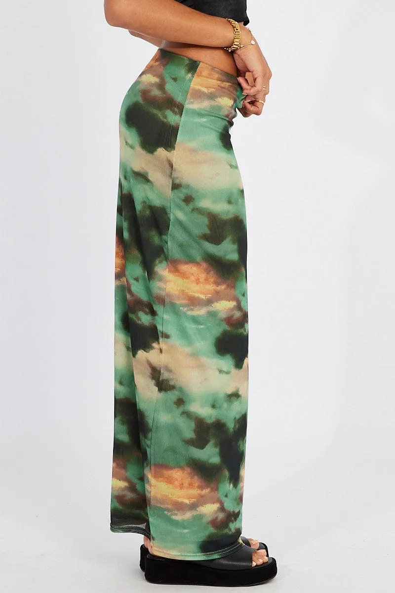 Green Abstract Maxi Skirt High Rise Mesh sold by Ally Fashion product image thumbnail 4