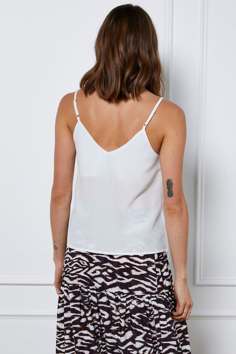 White Singlet Top Sleeveless V-Neck Linen sold by Ally Fashion product image thumbnail 5