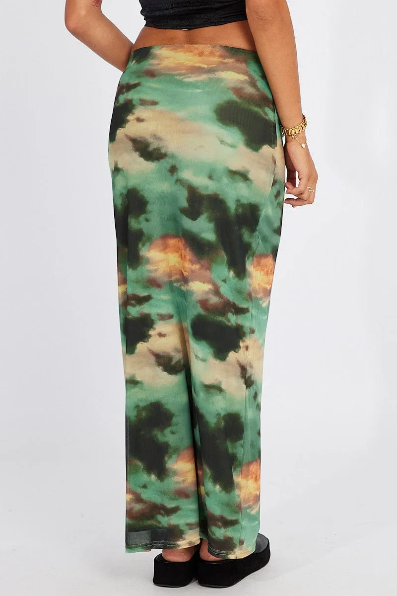 Green Abstract Maxi Skirt High Rise Mesh sold by Ally Fashion product image thumbnail 5