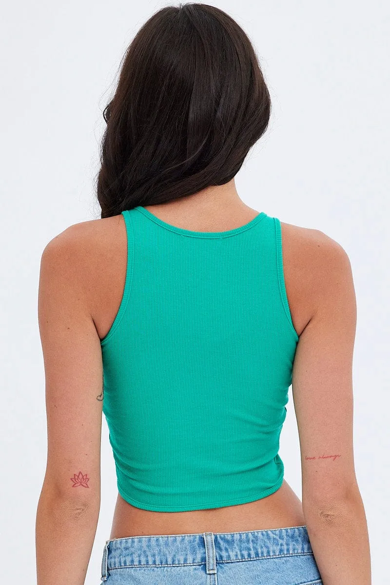 Green Tank Top Round Neck Croset Details sold by Ally Fashion product image thumbnail 5