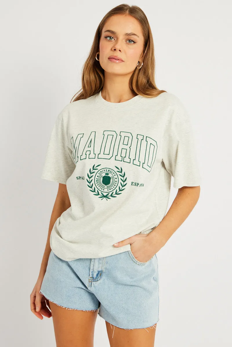 Grey Graphic Tee Short Sleeve sold by Ally Fashion product image thumbnail 3