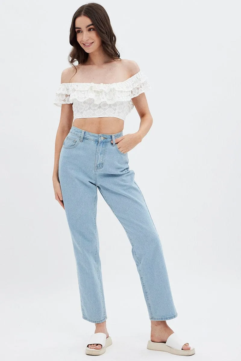 White Sleeveless Lace Crop Top sold by Ally Fashion product image thumbnail 2