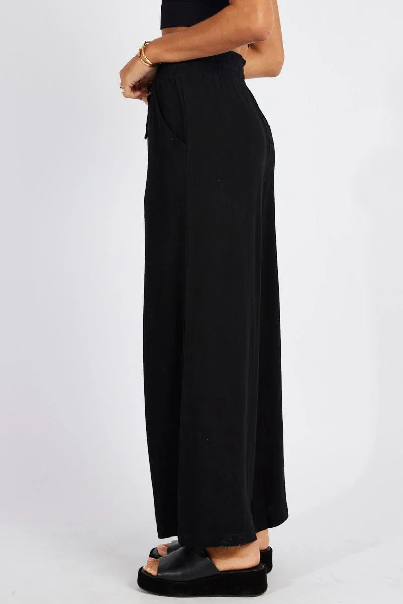 Black Wide Leg Pants High Rise sold by Ally Fashion product image thumbnail 4