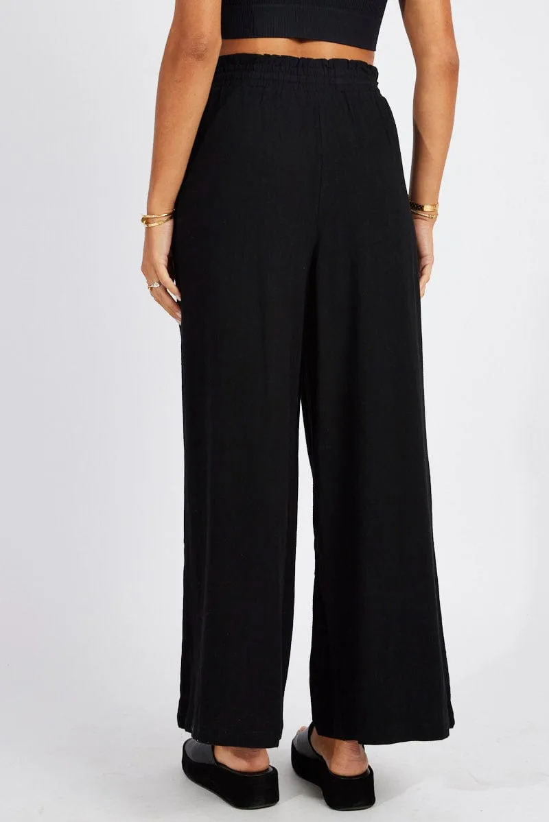 Black Wide Leg Pants High Rise sold by Ally Fashion product image thumbnail 5