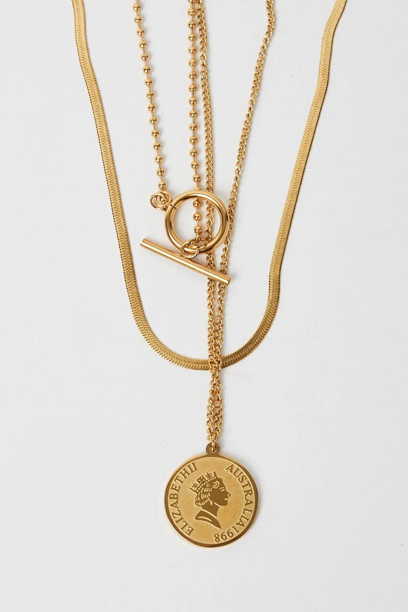 Gold Layered Necklace Coin Pendent sold by Ally Fashion