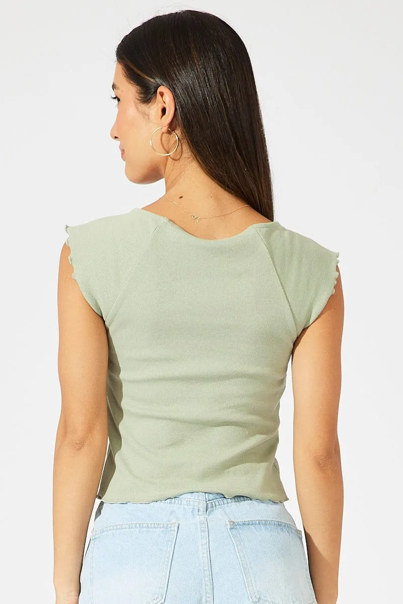 Green Top Split Front Short Sleeve sold by Ally Fashion product image thumbnail 5