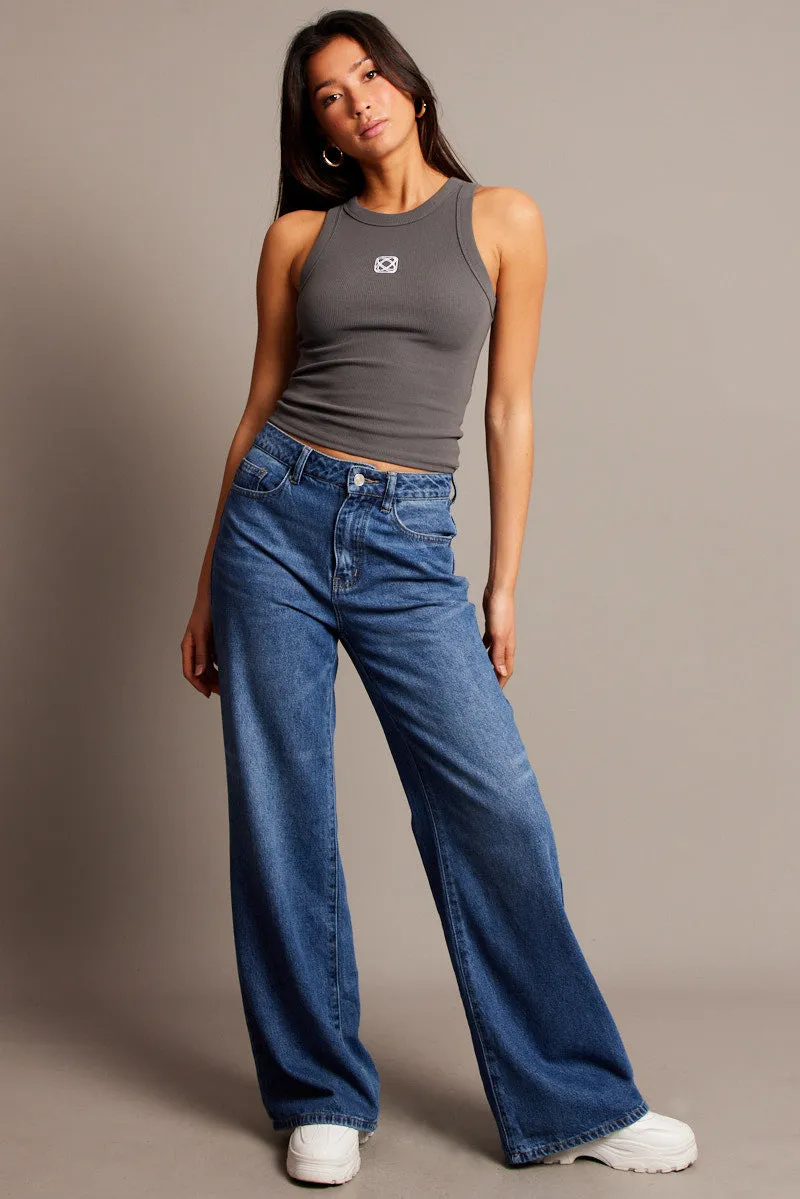 Grey Rib Tank Sleeveless sold by Ally Fashion product image thumbnail 2