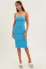 Blue Boob Tube Dress Midi Bodycon Ribbed Bandeau sold by Ally Fashion