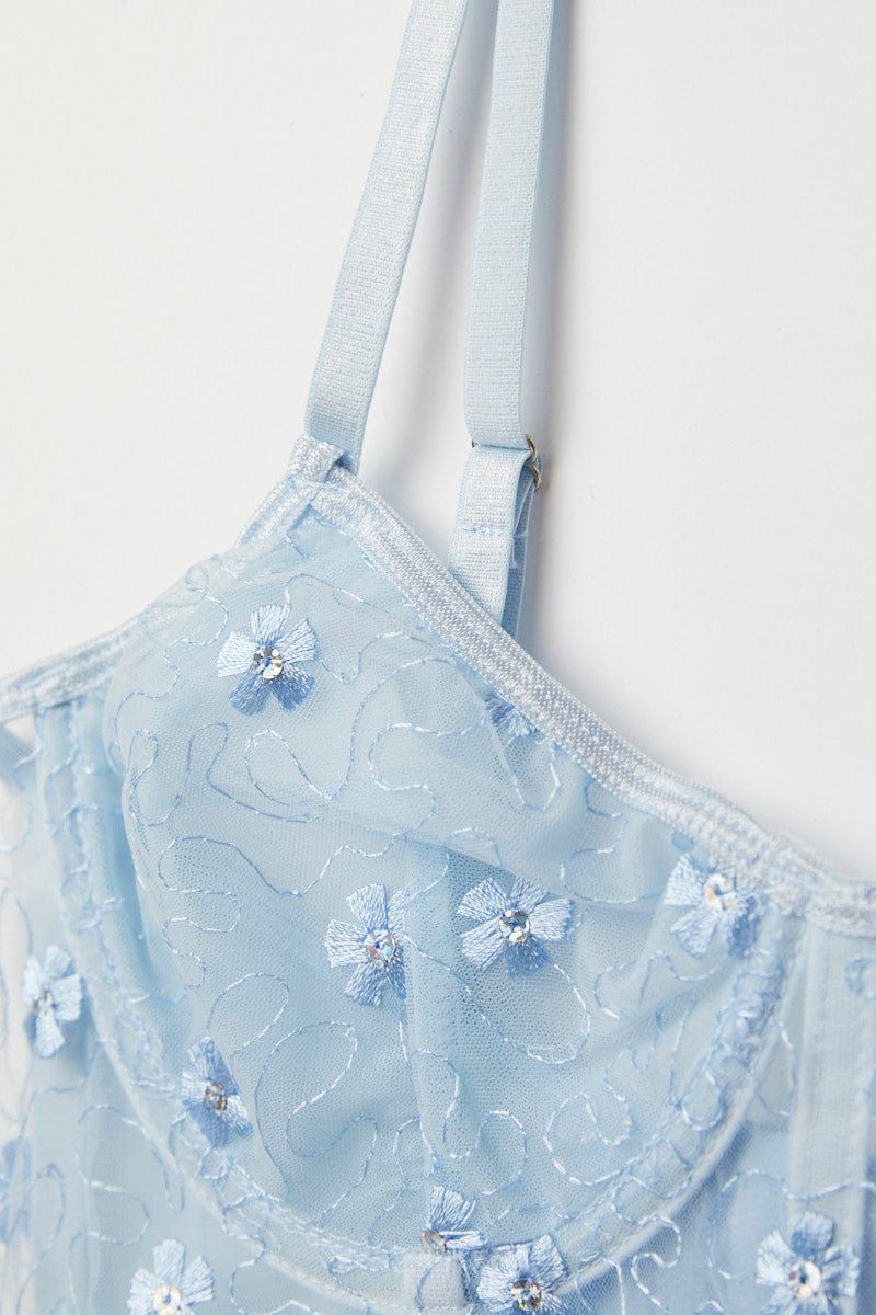 Blue Floral Embroidery Lingerie Set sold by Ally Fashion product image thumbnail 2