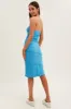 Blue Boob Tube Dress Midi Bodycon Ribbed Bandeau sold by Ally Fashion