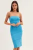 Blue Boob Tube Dress Midi Bodycon Ribbed Bandeau sold by Ally Fashion