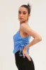 Blue Ruched Cami Top Sleeveless Cowl Neck sold by Ally Fashion