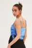 Blue Ruched Cami Top Sleeveless Cowl Neck sold by Ally Fashion