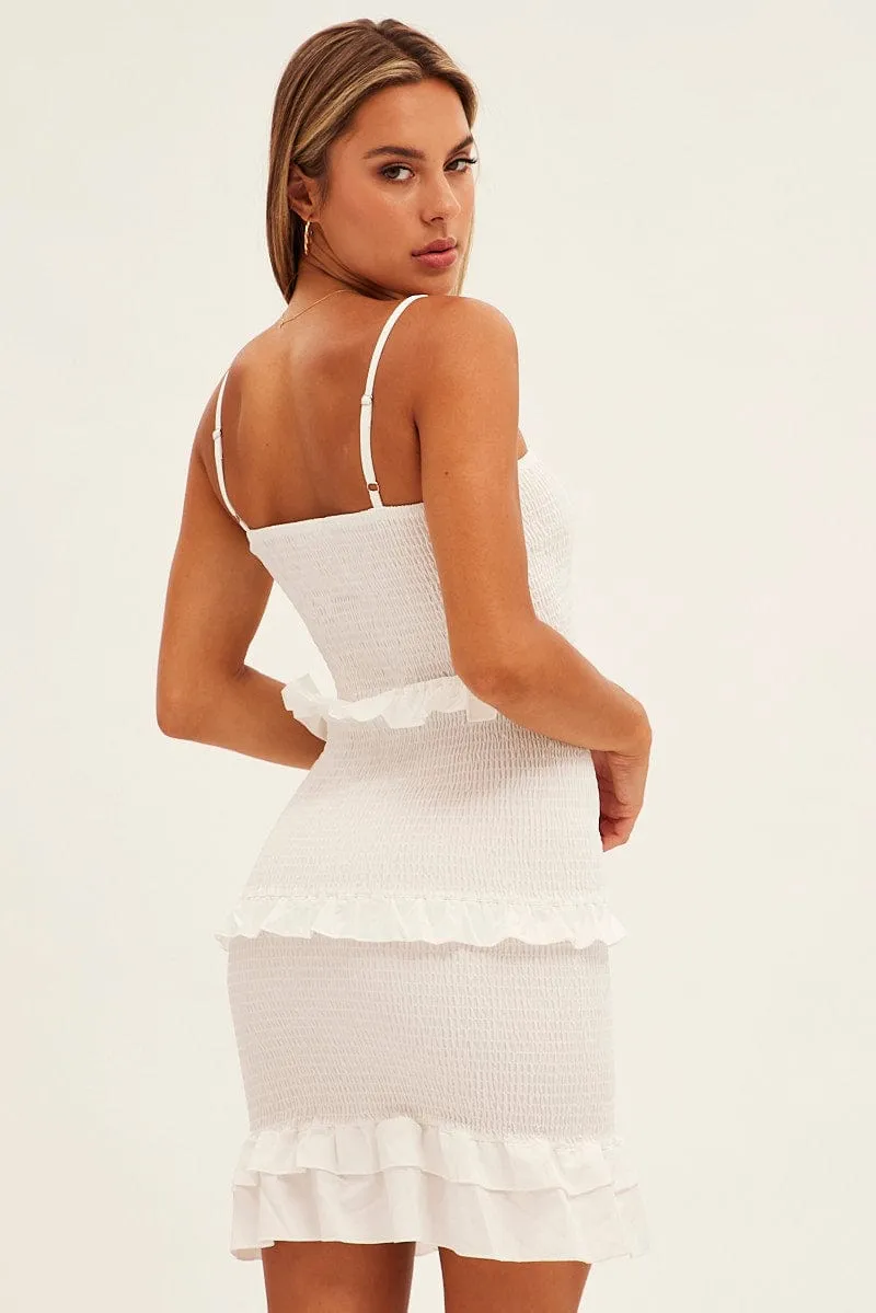 White Shirred Bodycon Dress sold by Ally Fashion product image thumbnail 5