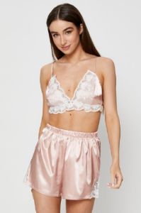 Pink Bralette Pyjamas Set Satin sold by Ally Fashion